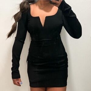 Lulus Irresistible Aura Black Backless Long Sleeve Bodycon Mini Dress